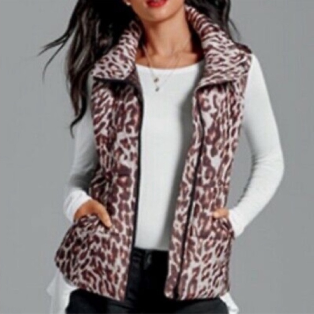 Like New Cabi #3120 Juliet Leopard Print Puffer Vest Women’s Size: S